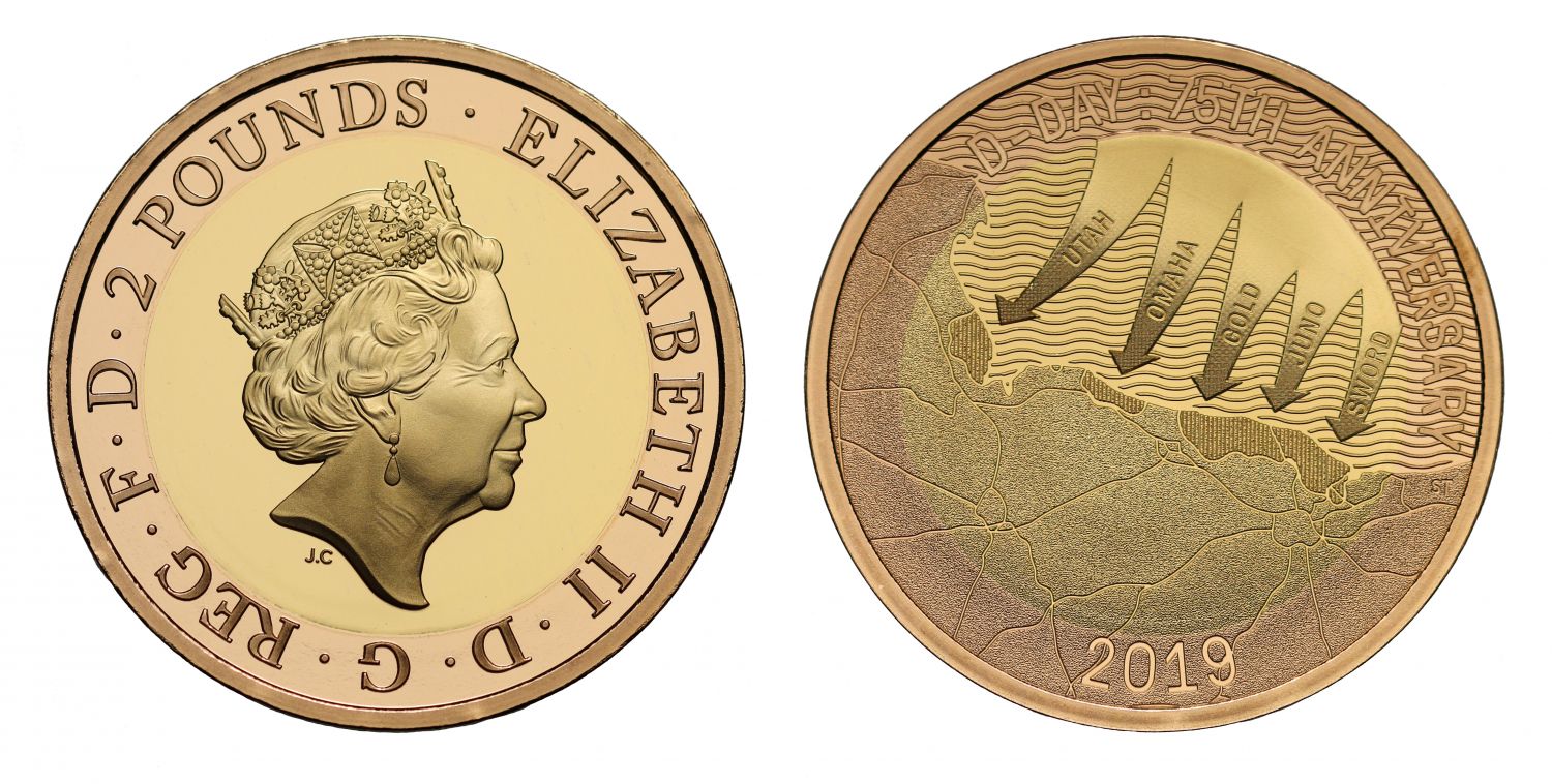 Elizabeth II 2019 proof Two-Pounds D-Day 75th Anniversary