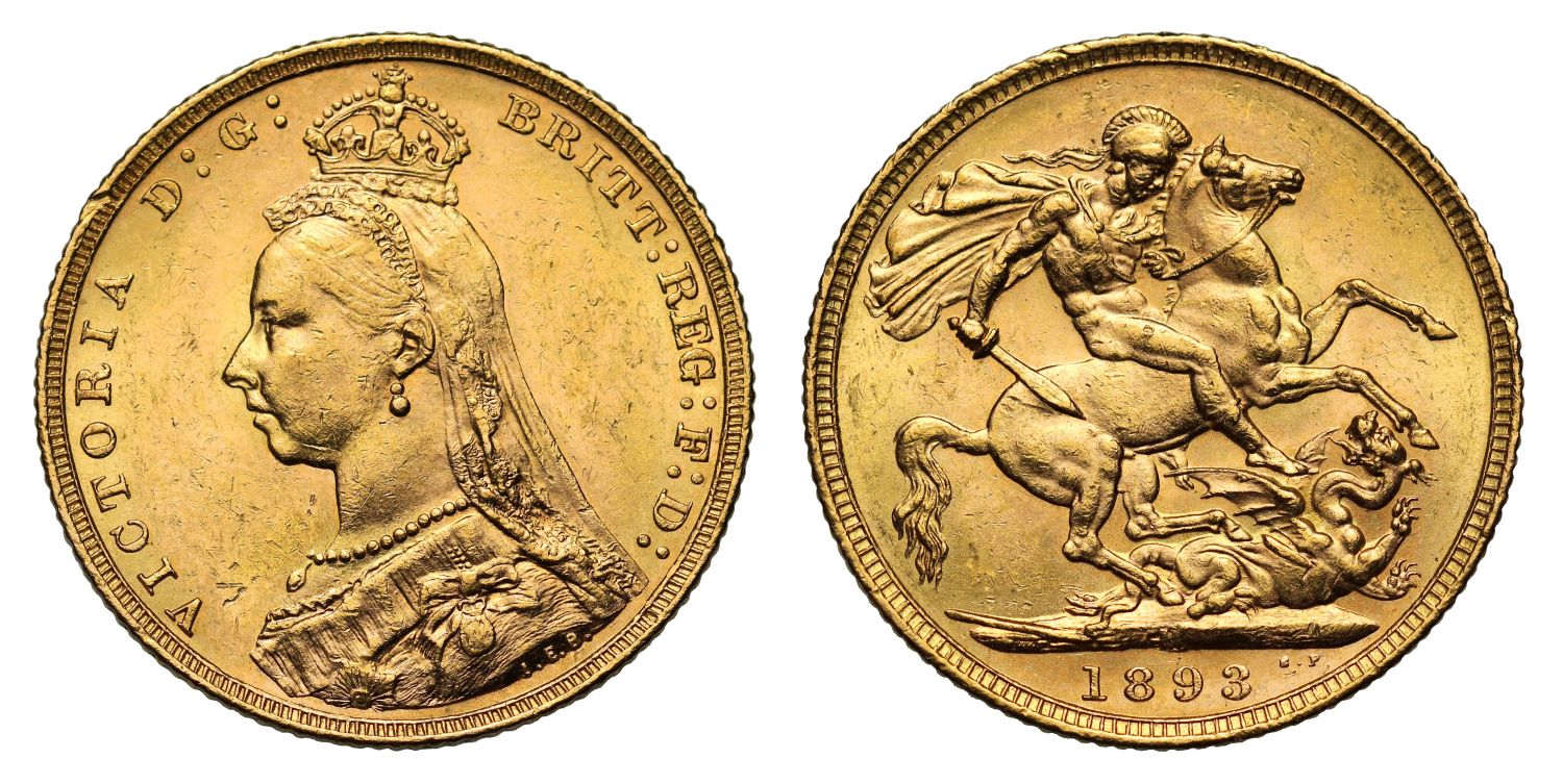 Victoria 1893 M Sovereign Melbourne Mint, Jubilee head