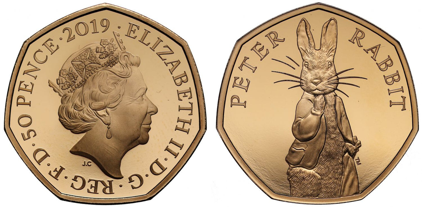 Elizabeth II 2019 gold proof 50p Peter Rabbit