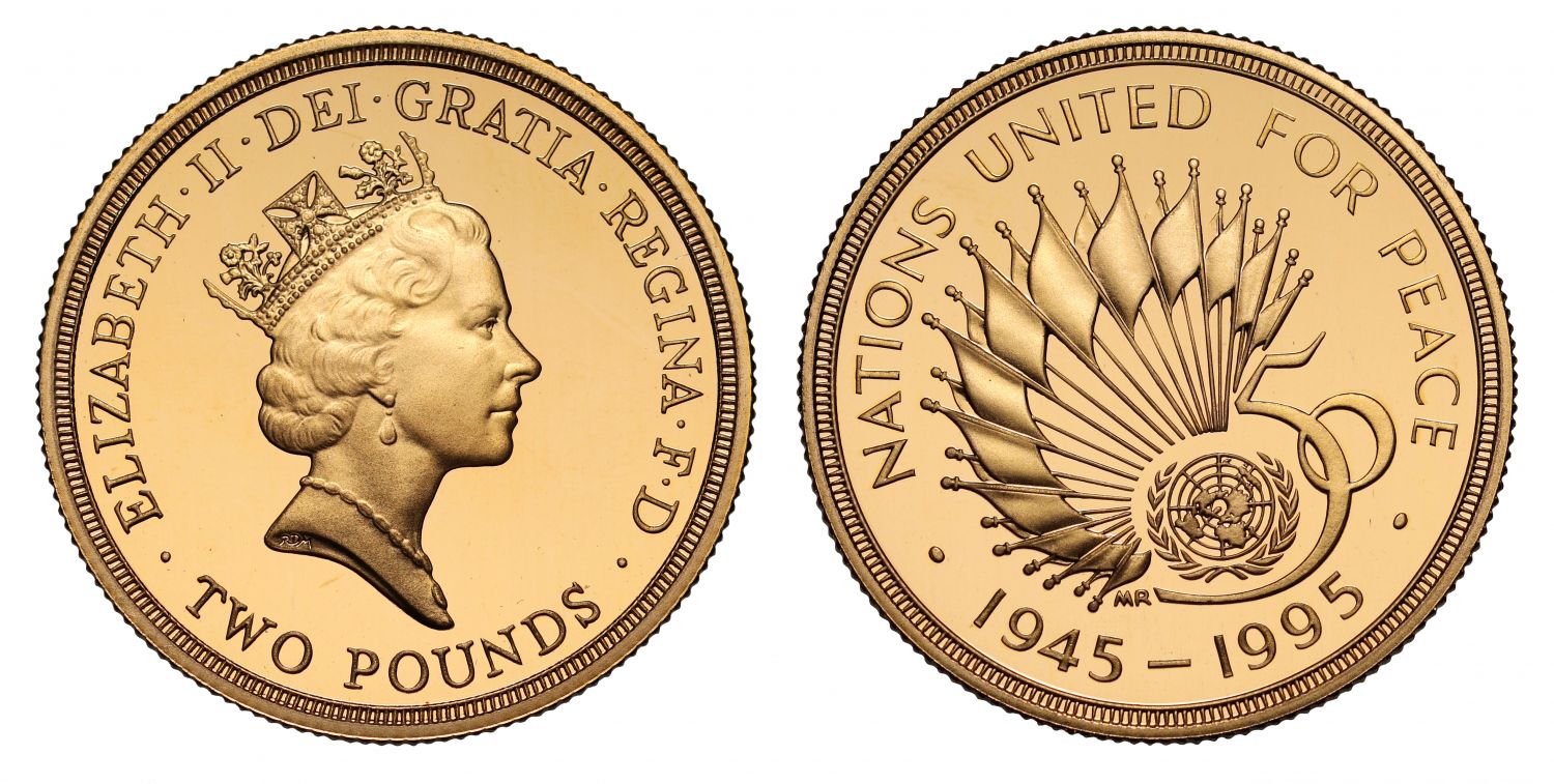Elizabeth II 1995 proof Two-Pounds - United Nations 50th Anniversary