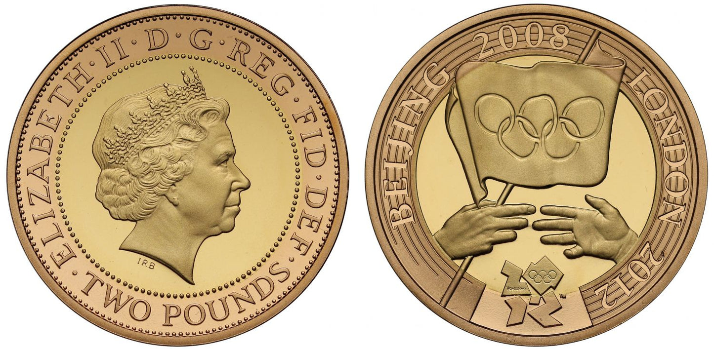 Elizabeth II 2008 proof Two-Pounds - London Olympic Handover Ceremony