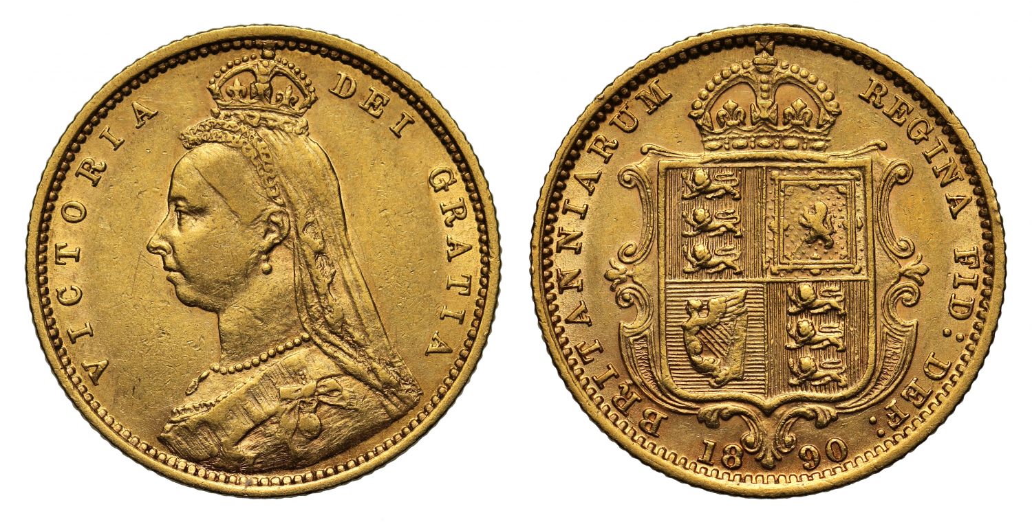 Victoria 1890 Jubilee head Half-Sovereign London DISH L511 rare
