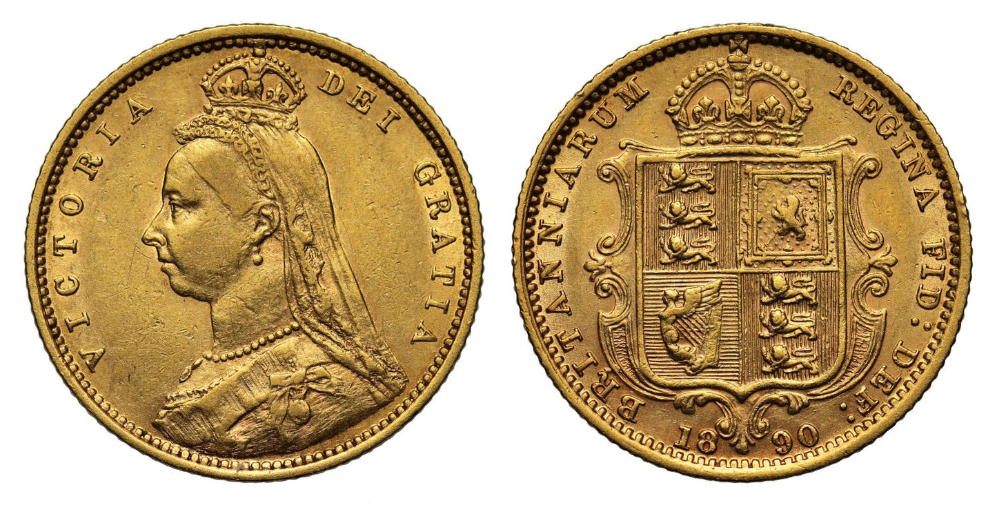 Victoria 1890 Jubilee head Half-Sovereign London DISH L511 rare