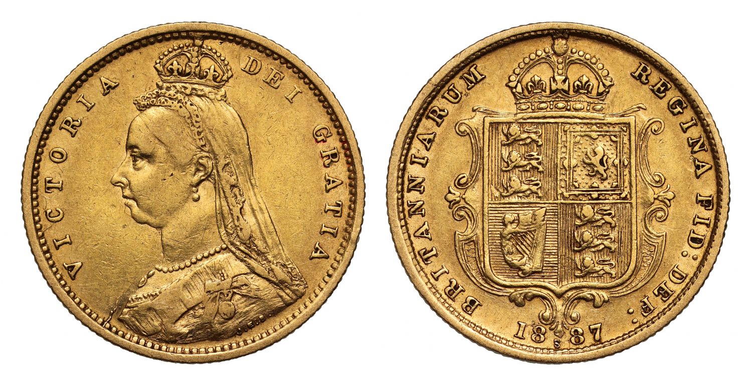 Victoria 1887 Jubilee head Half-Sovereign Sydney DISH S504 hooked J R4