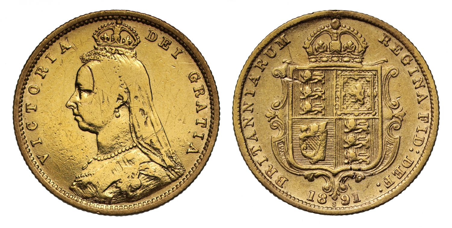 Victoria 1891 Jubilee head Half-Sovereign Sydney DISH S508 high shield R2