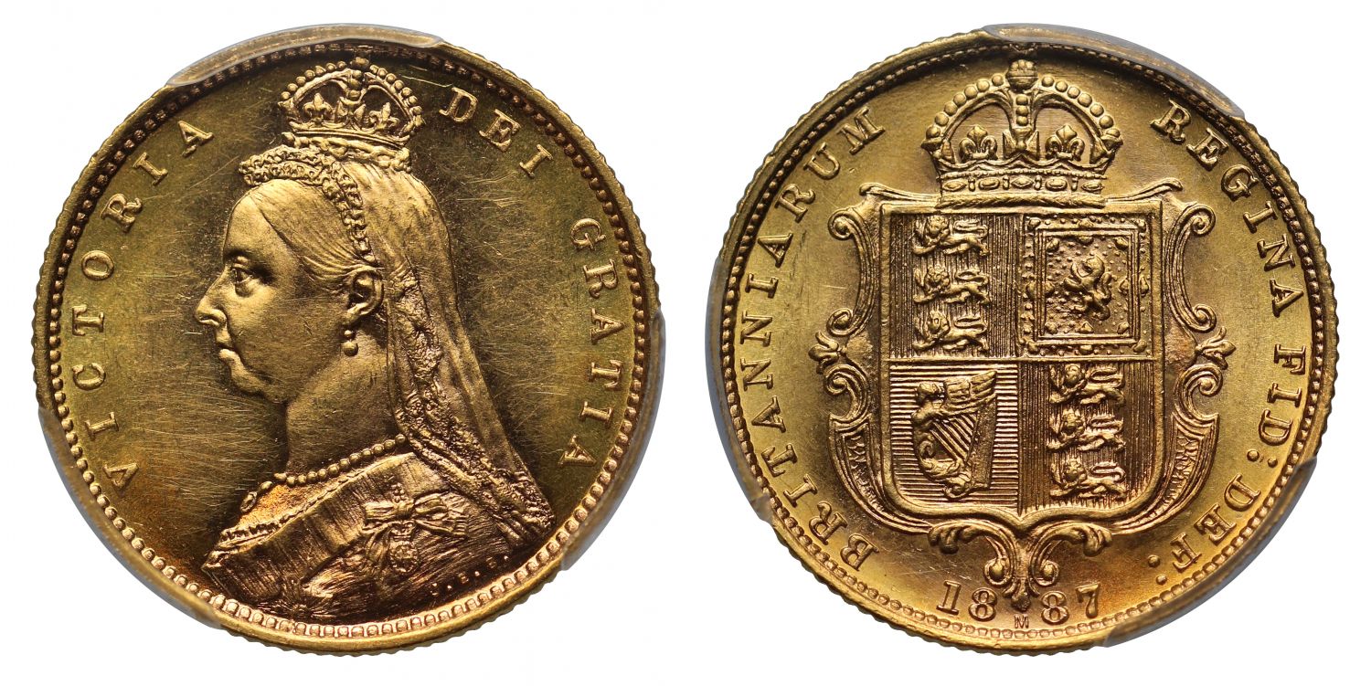 Victoria 1887 Jubilee head Half-Sovereign Melbourne DISH M502 R4 MS61
