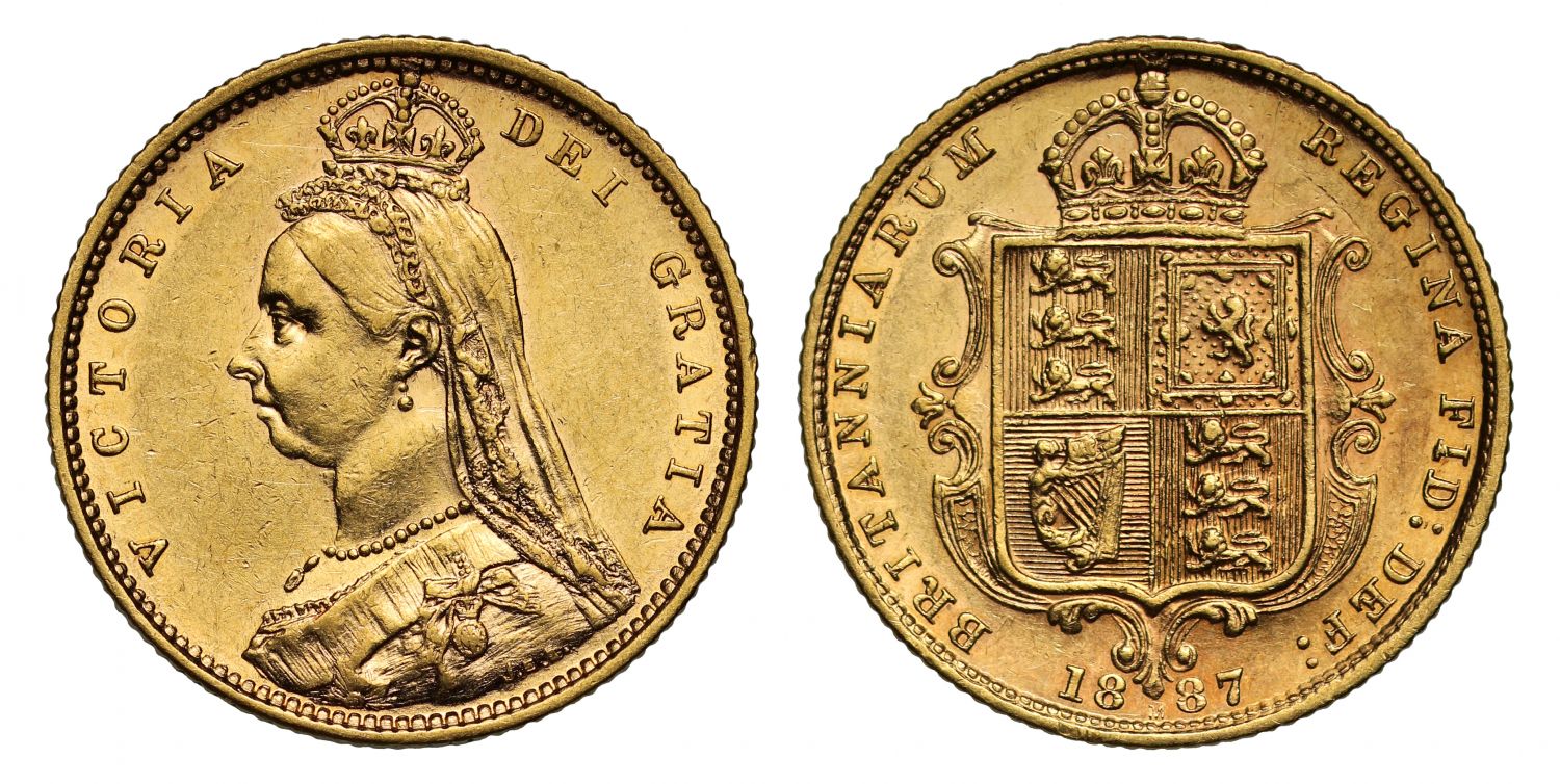 Victoria 1887 Jubilee head Half-Sovereign Melbourne DISH M505 hooked J R4