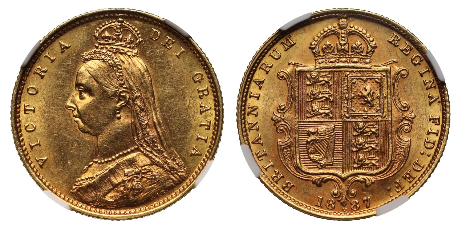 Victoria 1887 Jubilee head Half-Sovereign Melbourne DISH M506 R4 MS61
