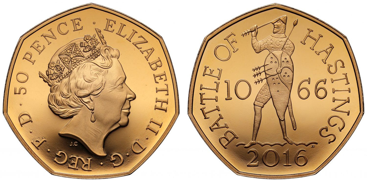Elizabeth II 2016 gold Proof 50-Pence Battle of Hastings