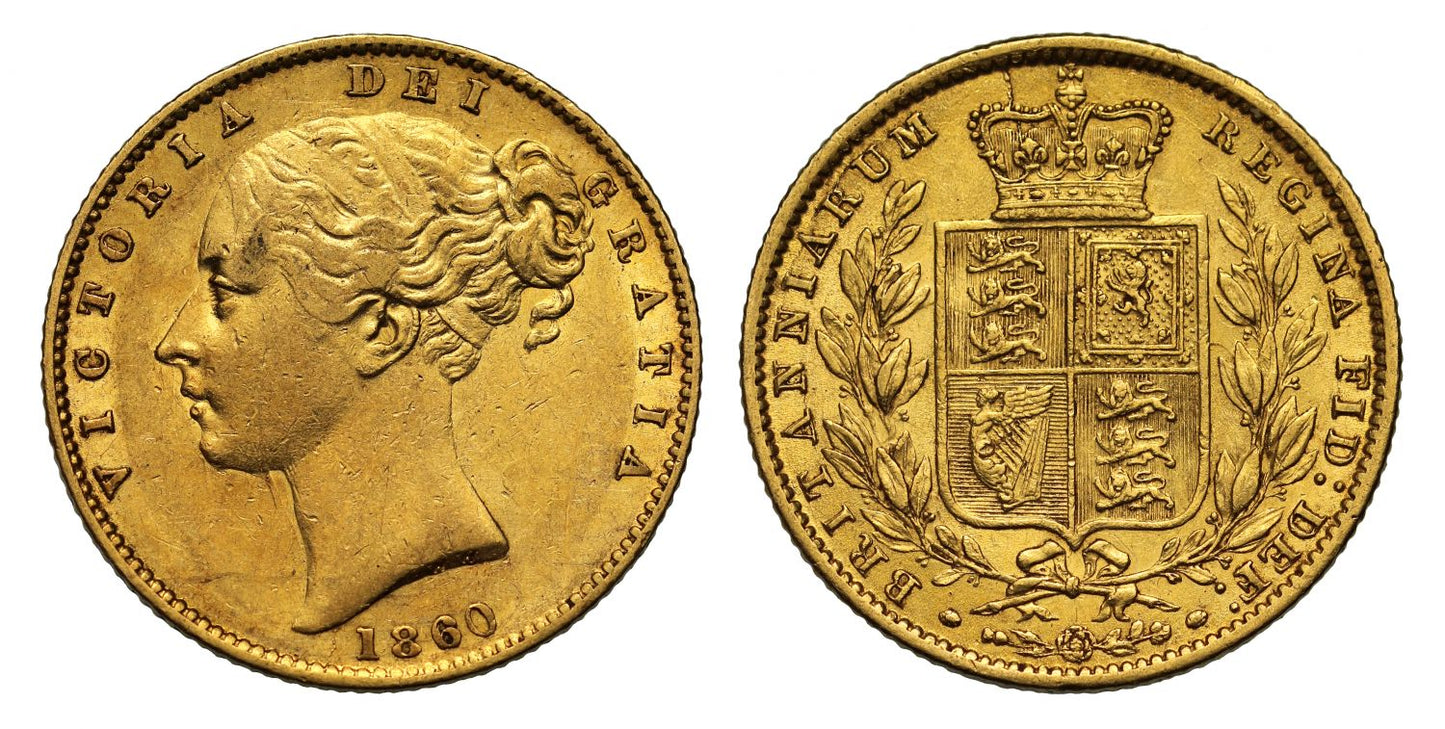 Victoria 1860 Sovereign, tall 0 in date