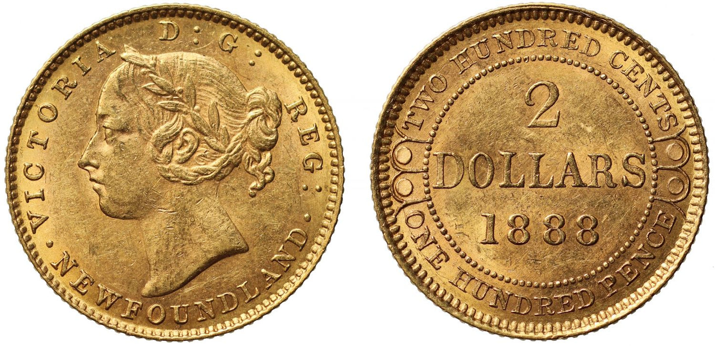 Canada, Gold 2-Dollars, 1888.
