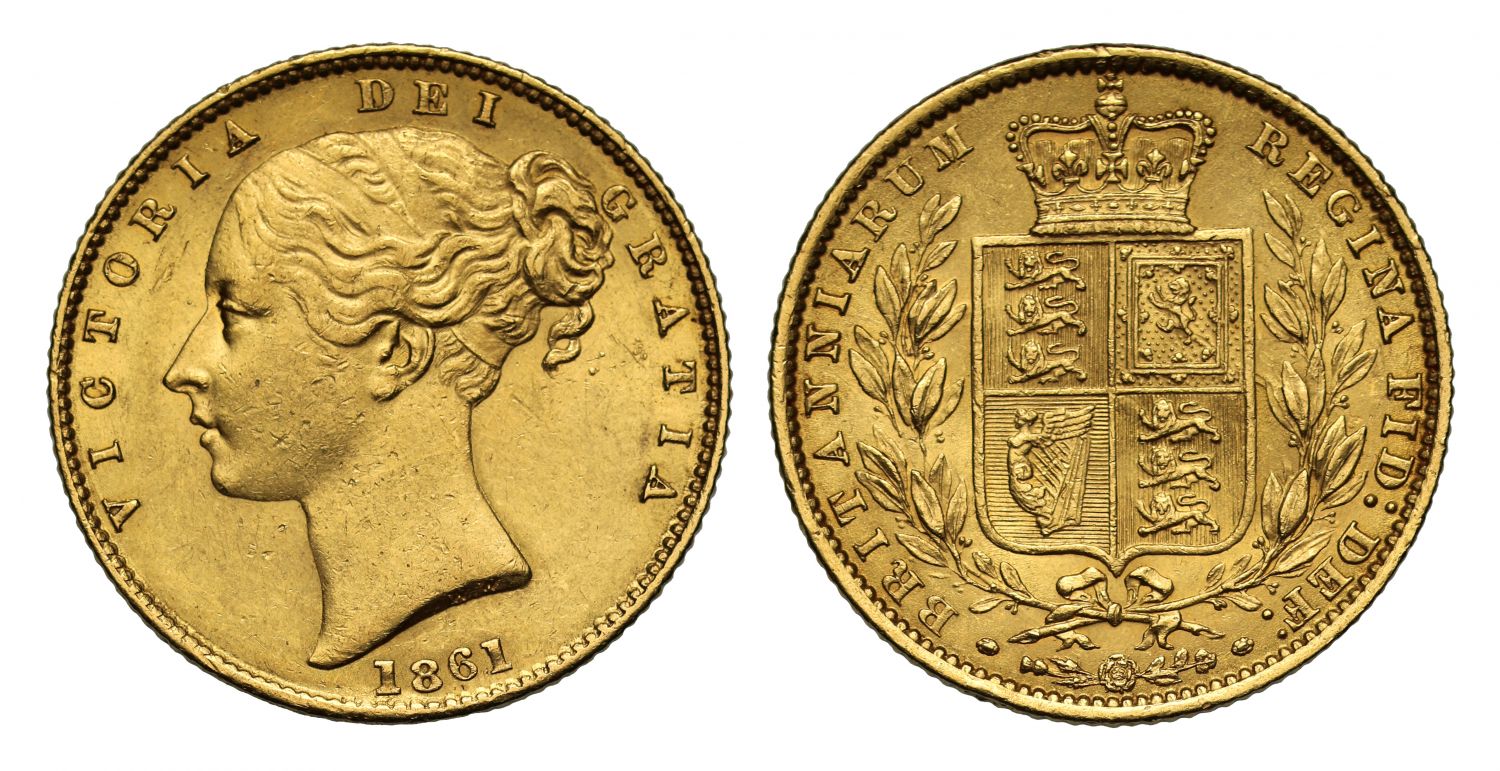 Victoria 1861 Sovereign, high 61 in date