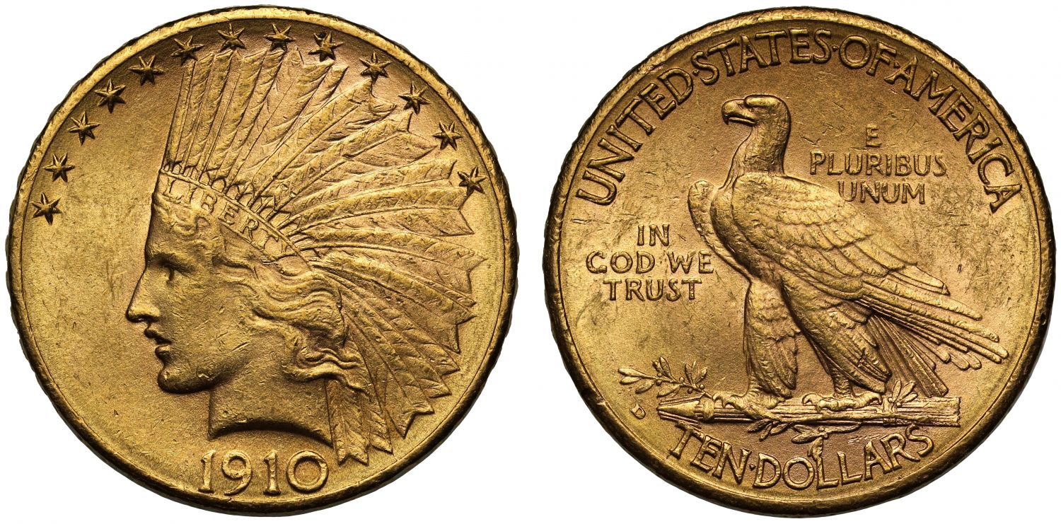Indian head gold $10 1910 Denver