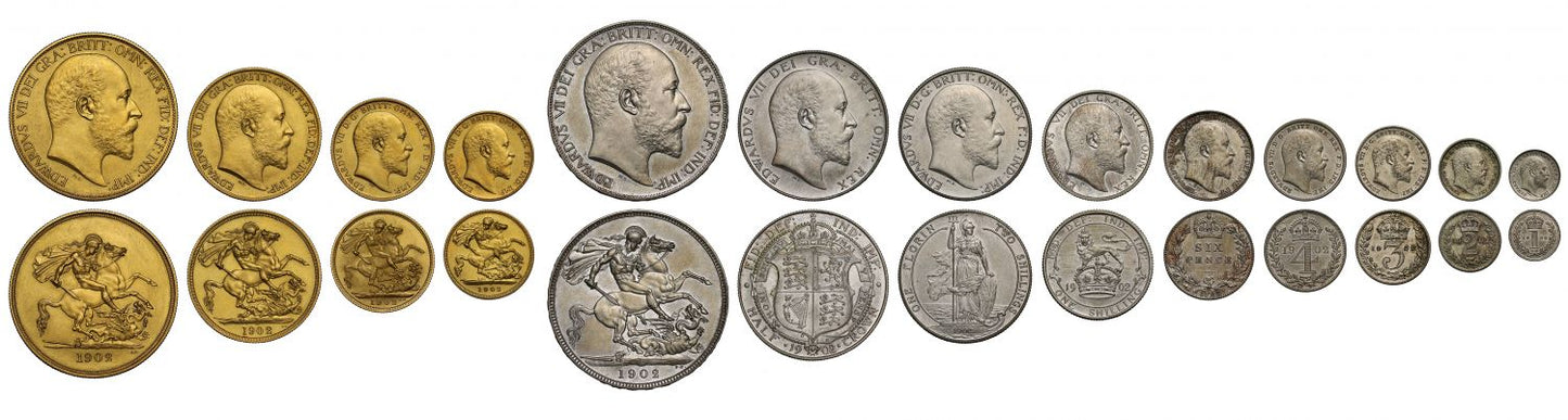 Edward VII 1902 "Long" matt proof Set, Coronation issue, 13 coins