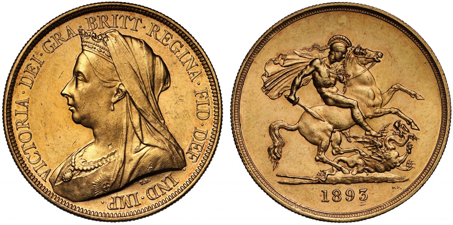 Victoria 1893 Five-Pounds veiled head