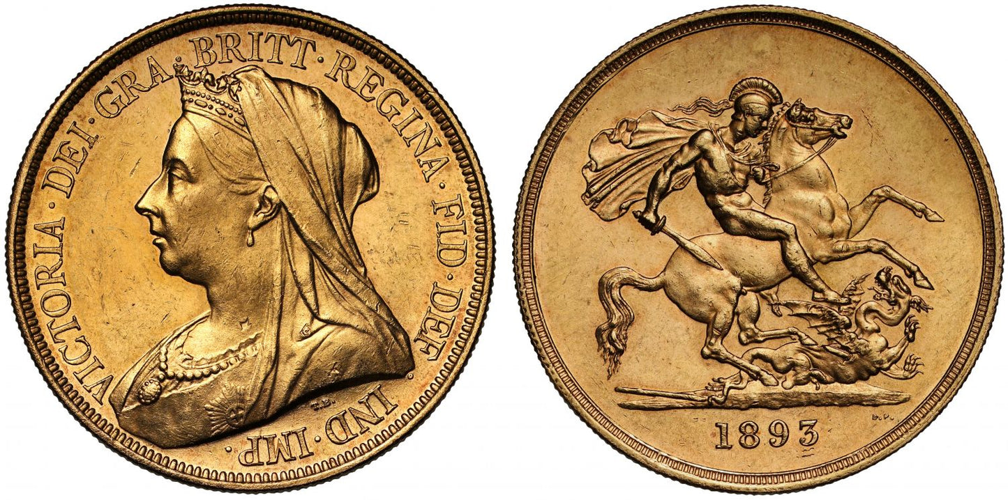 Victoria 1893 Five-Pounds veiled head