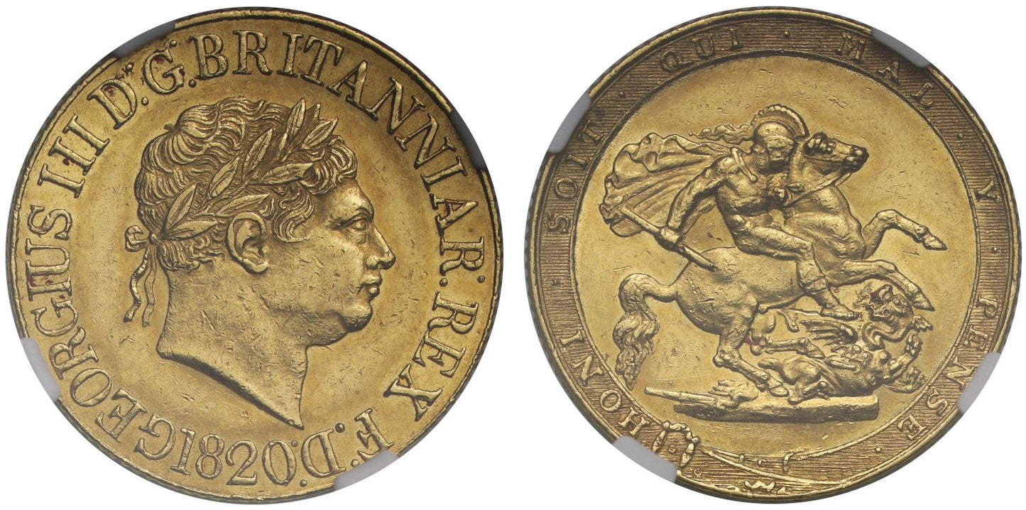 George III 1820 Sovereign, open 2 in date, MS61