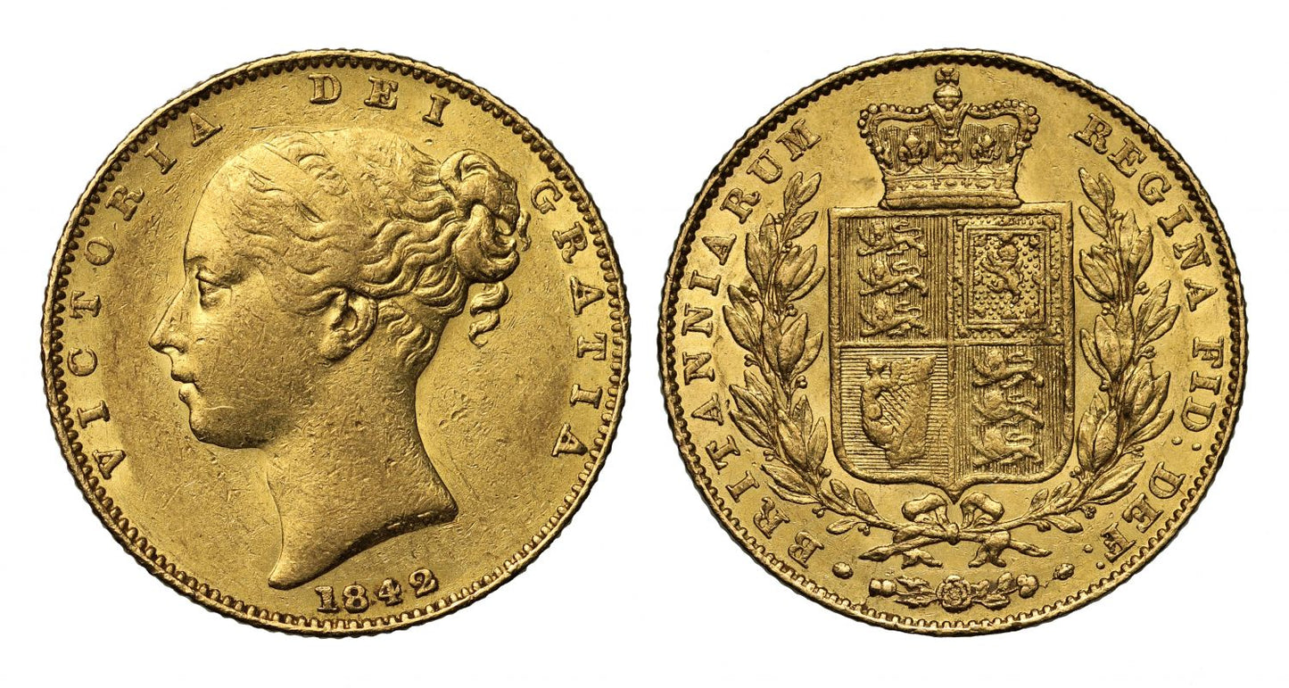 Victoria 1842 Sovereign closed 2, first young head