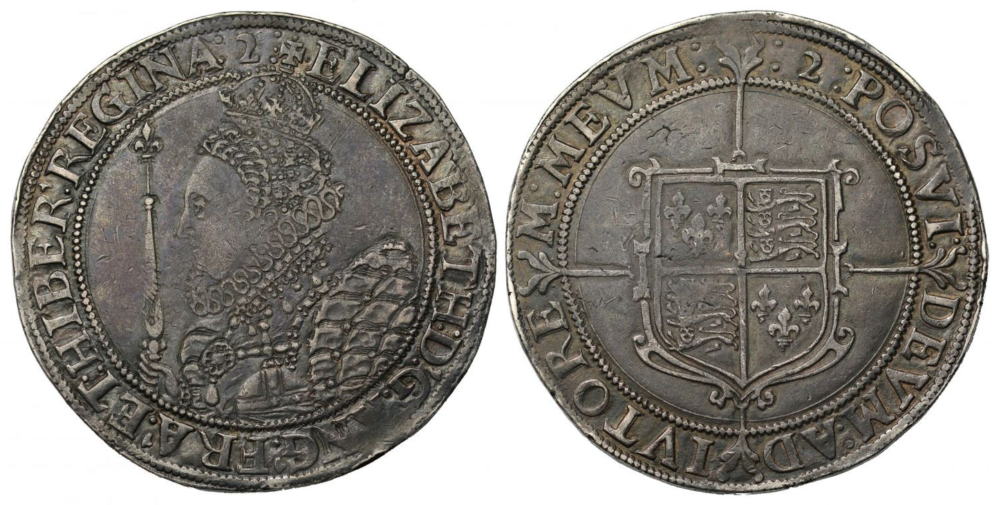 Elizabeth I Crown mint mark 2 dating to 1602, very rare final crown of reign