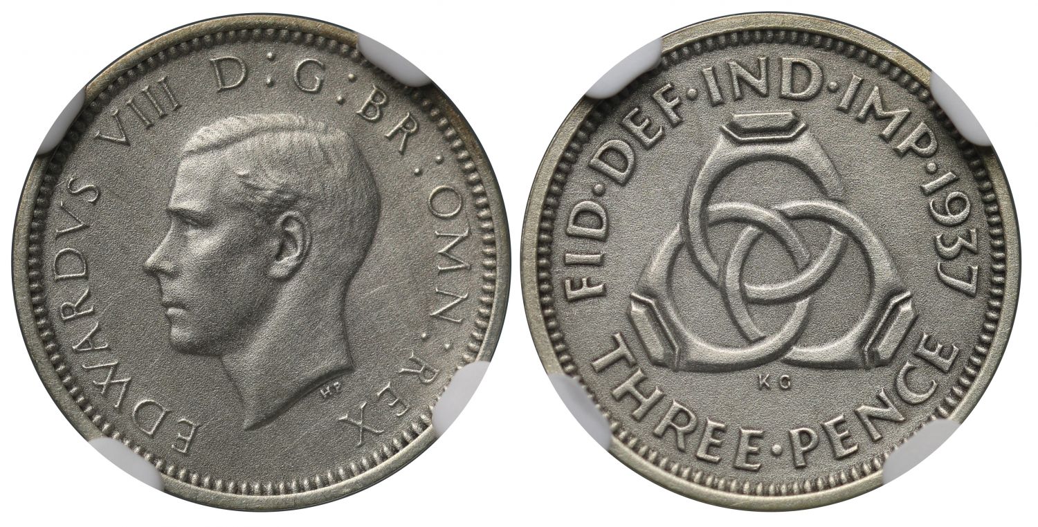 Edward VIII 1937 matt proof Threepence, PF62, unique as matt finish, ex Globus and Portraits of a Prince collections