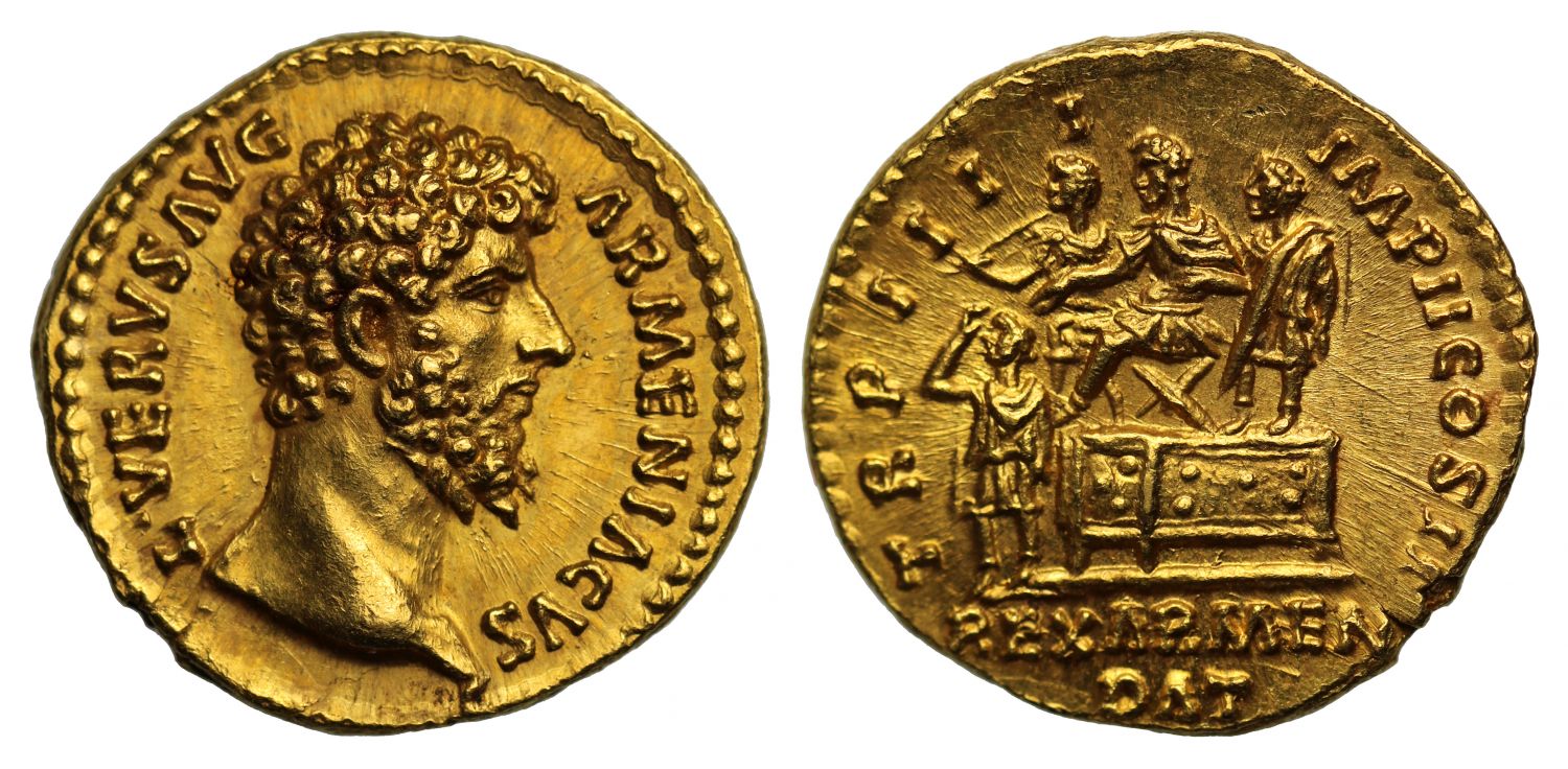 Lucius Verus, Gold Aureus, Rome, MS 5/5 4/5