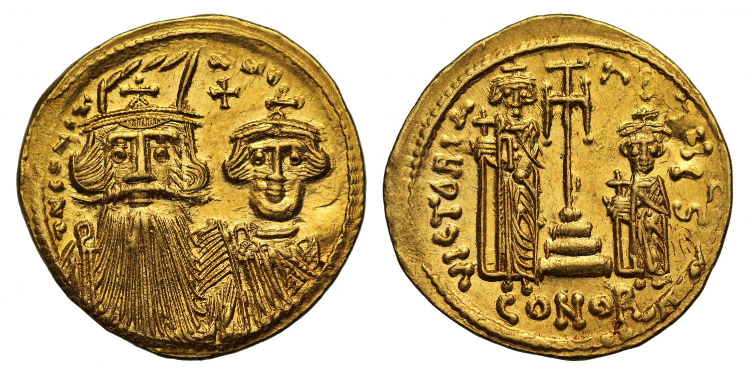 Constans II and Constantine IV, Gold Solidus, Mint of Constantinople
