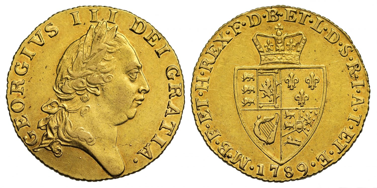 George III 1789 Guinea spade type reverse