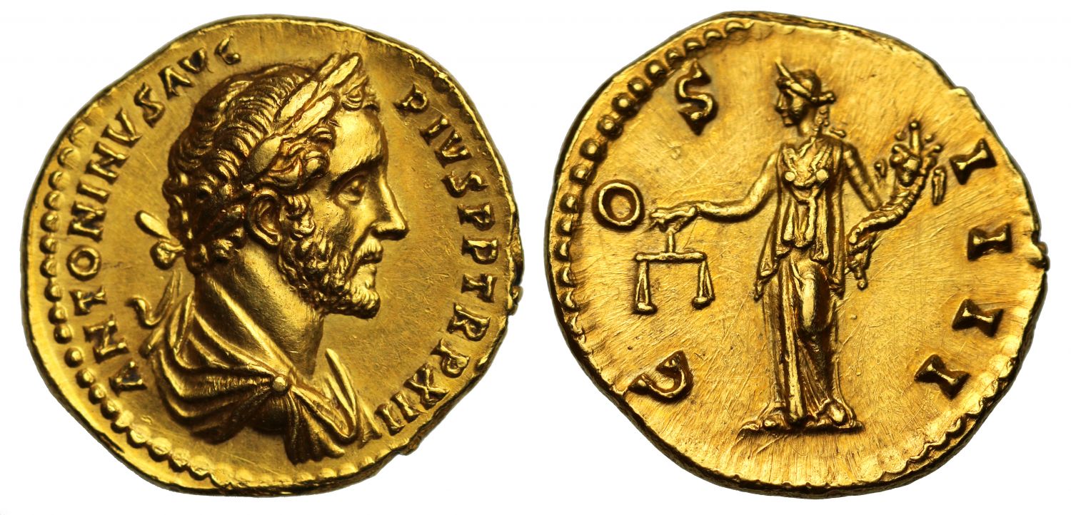 Antoninus Pius, Gold Aureus, Rome, NGC MS 5/5, 3/5