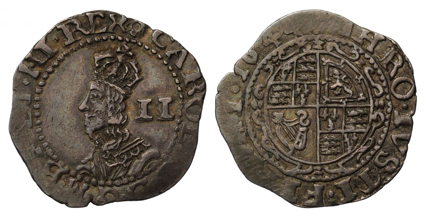 Charles I 1644 Halfgroat, Exeter, reverse legend words in wrong order