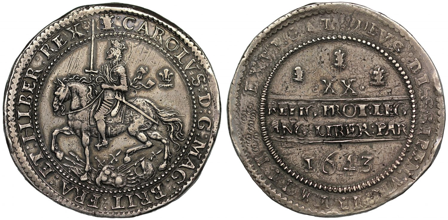 Charles I 1643 Oxford Pound, finer obverse style