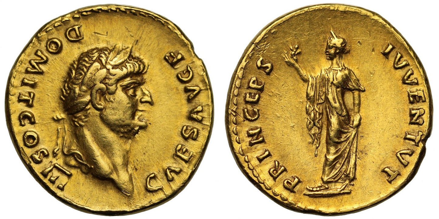Domitian, Gold Aureus, struck as Caesar by Vespasian, Rome mint NGC XF