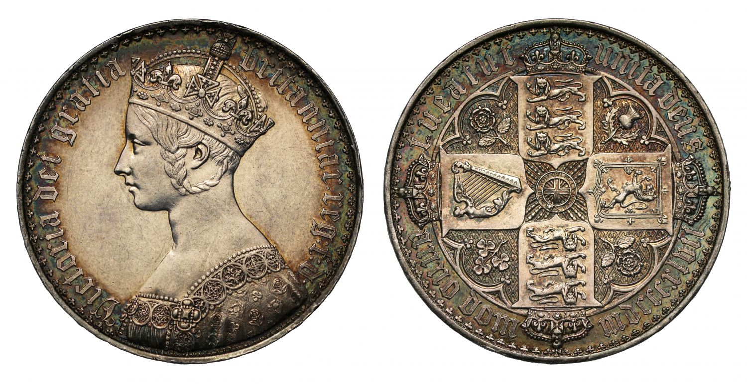 Victoria 1847 proof silver Gothic Crown, by William Wyon