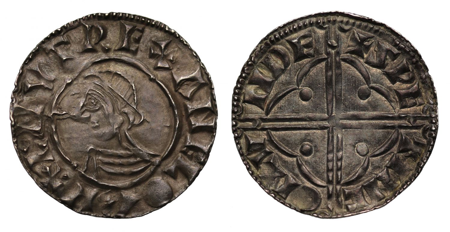 Canute Quatrefoil type Penny, very rare diademed bust, Swetinc of London