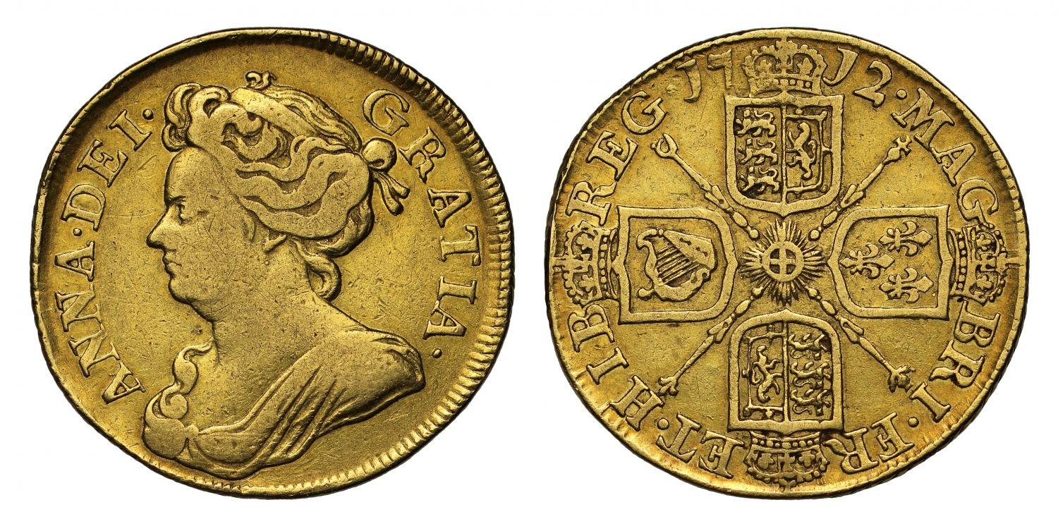 Anne 1712 Guinea, third bust