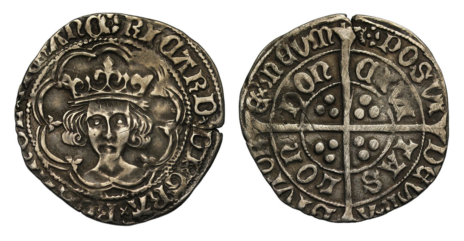 Richard III Groat London mm sun and rose 1 rev. sun and rose 2