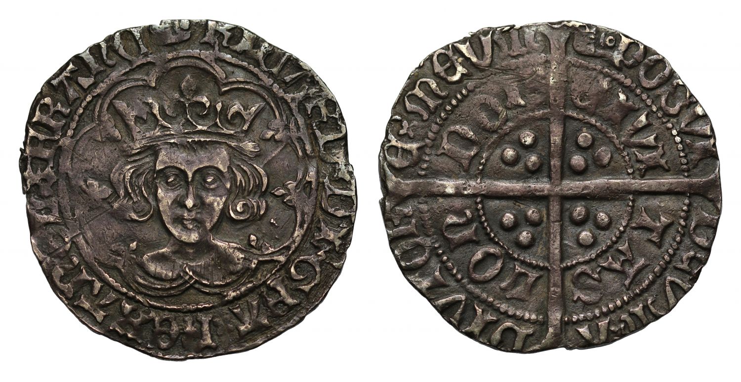 Richard III Groat London Mint type 2b mm boars head 1 / boars head 2
