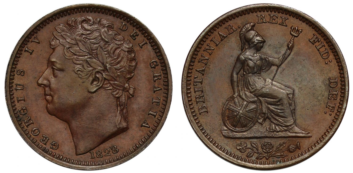 George IV 1828 bronzed-copper proof Half-Farthing