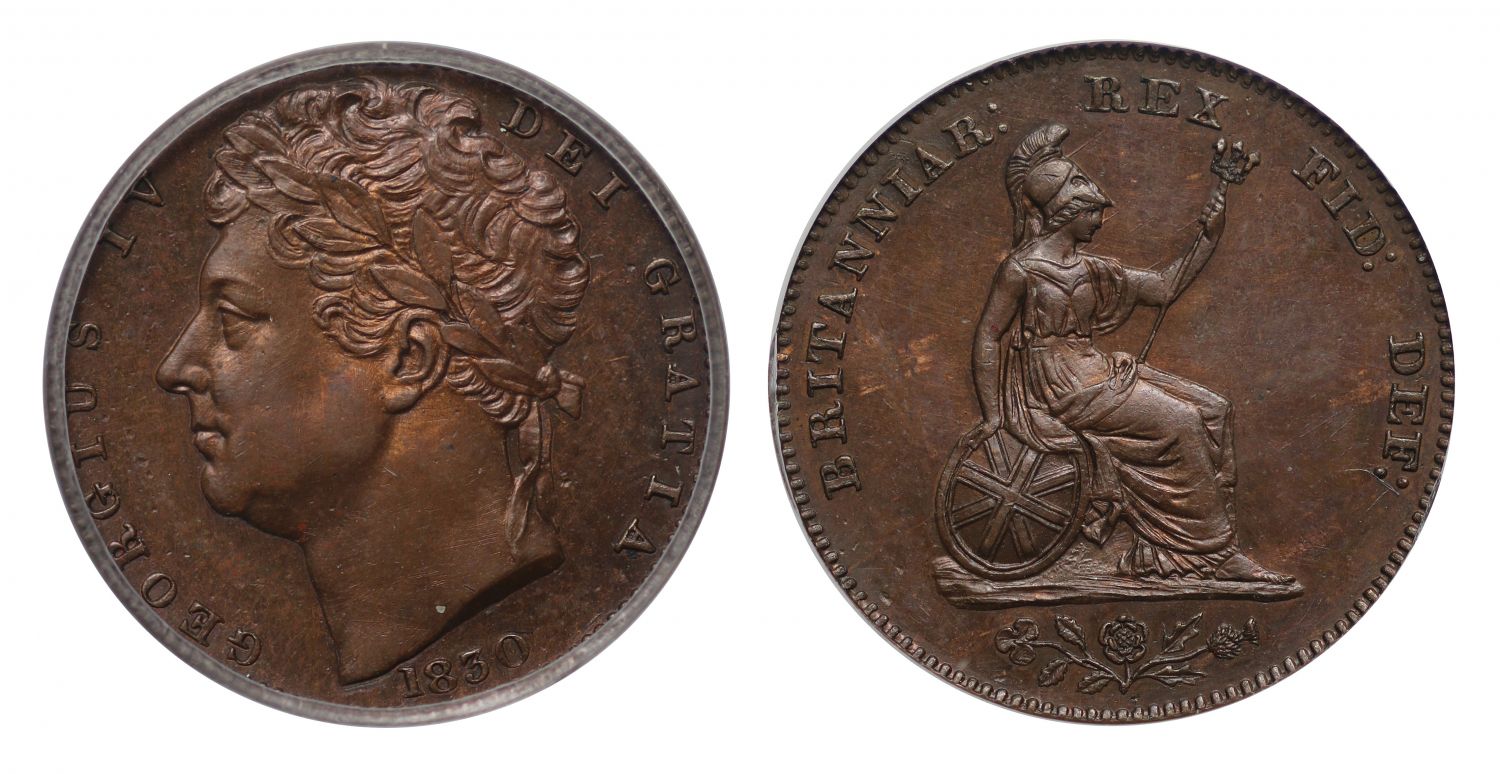 George IV 1830 copper proof Half-Farthing CGS UNC 82