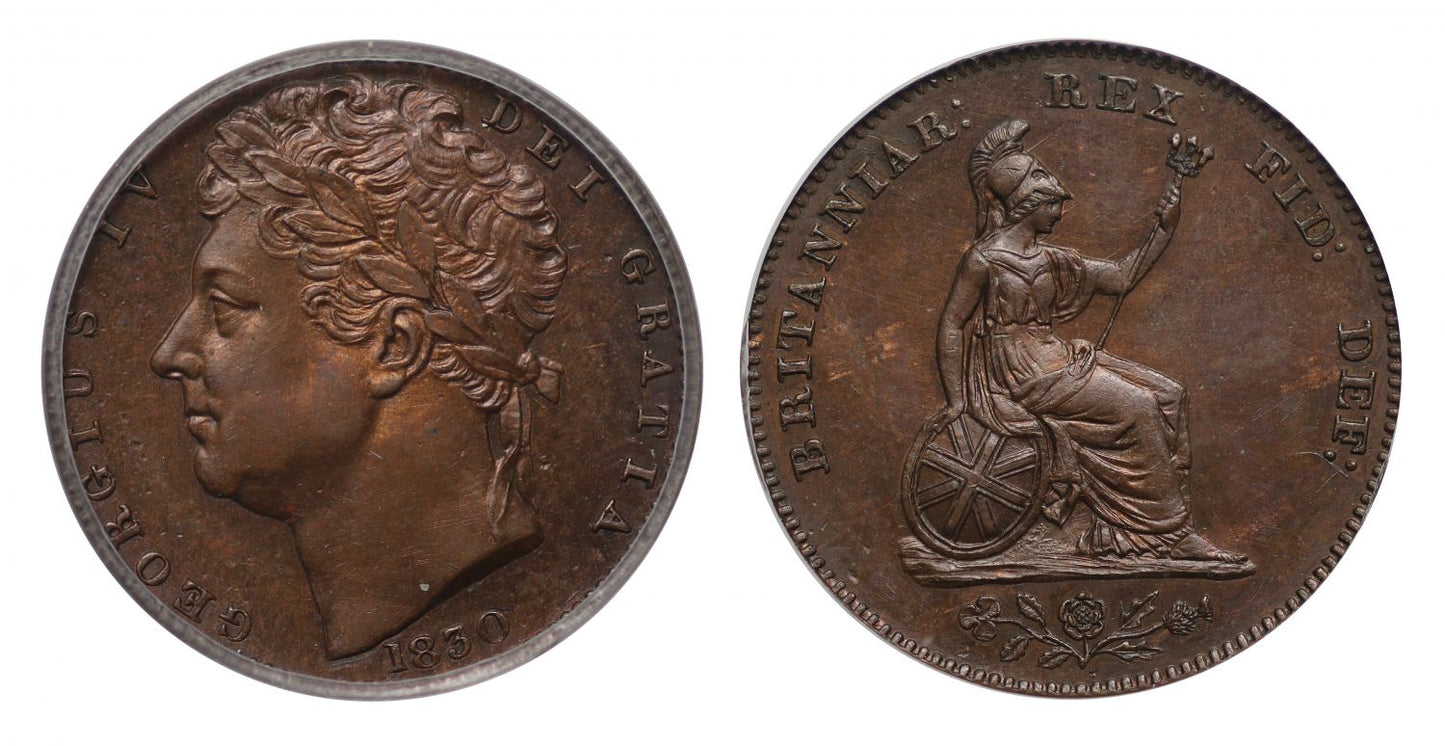 George IV 1830 copper proof Half-Farthing CGS UNC 82