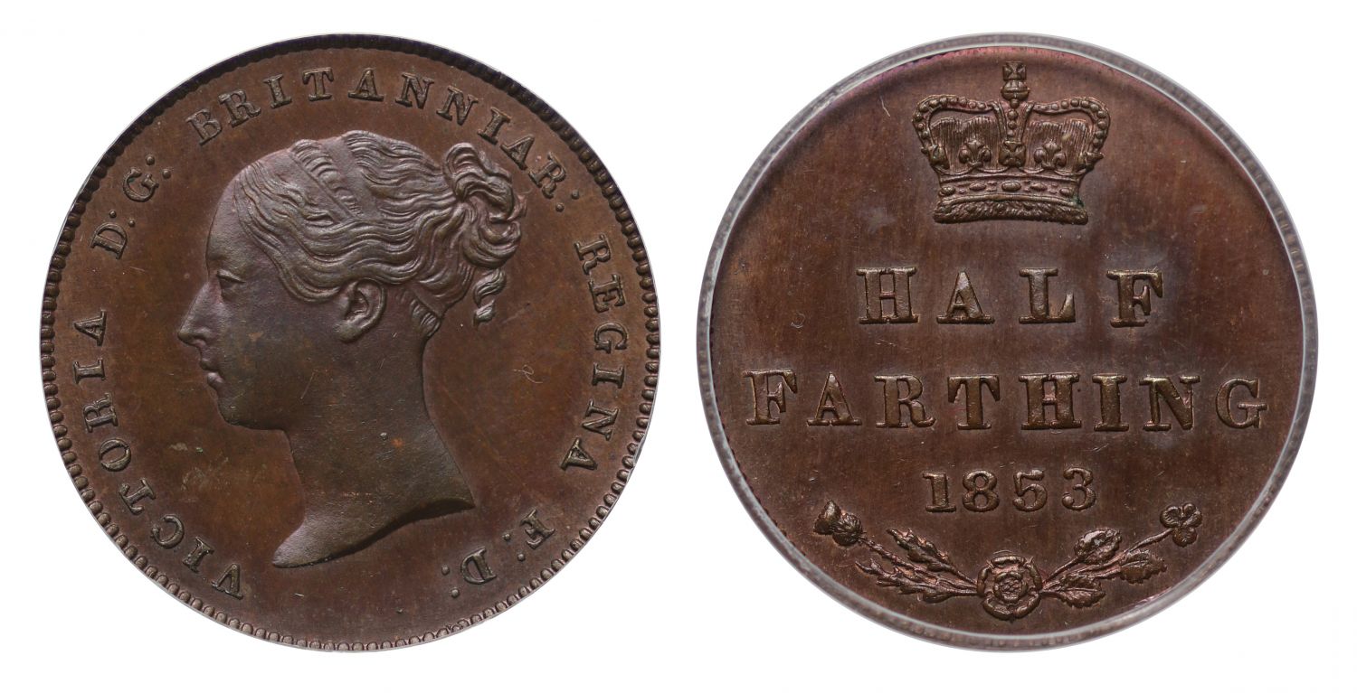 Victoria 1853 copper proof Half-Farthing CGS 88