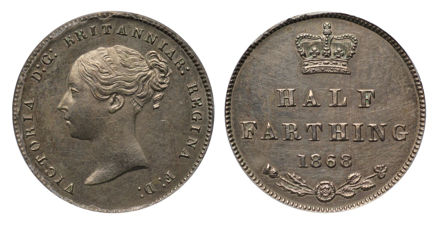 Victoria 1868 cupro-nickel proof Half-Farthing CGS UNC 80