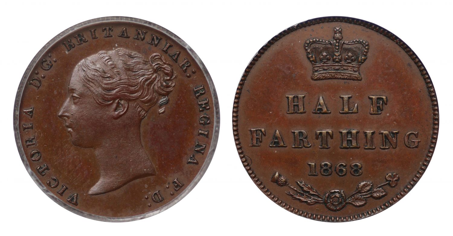 Victoria 1868 bronzed proof Half-Farthing CGS AU 78
