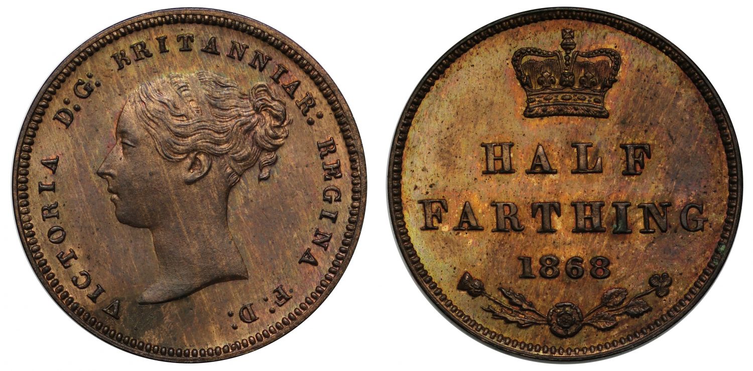 Victoria 1868 copper proof Half-Farthing