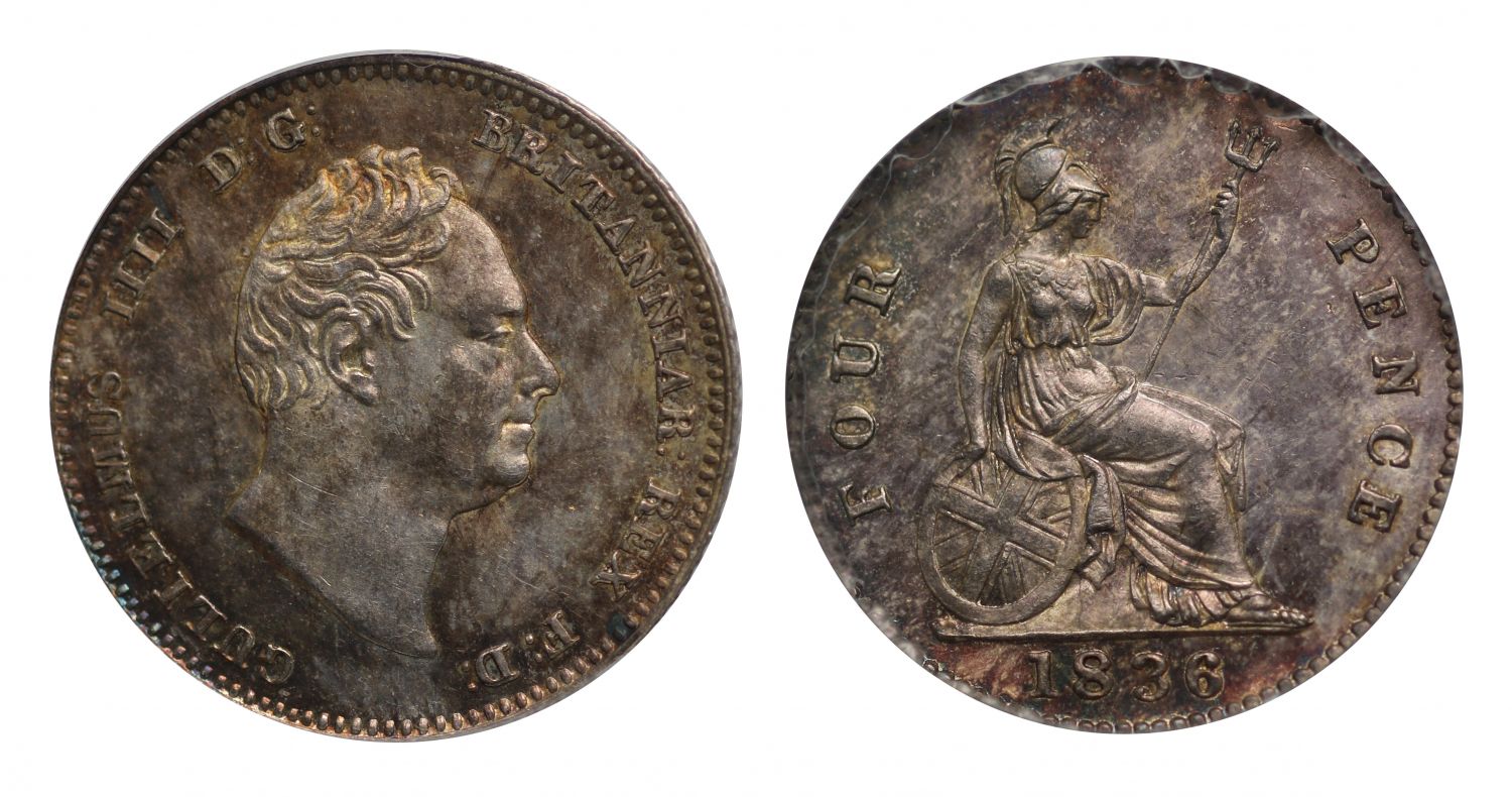 William IV 1836 proof Groat milled edge type, CGS UK 88