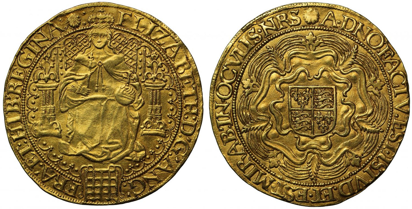 Elizabeth I fine gold Sovereign Sixth issue initial mark escallop