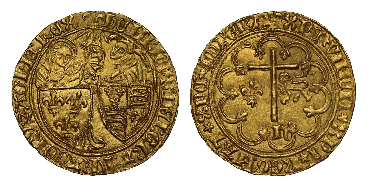 Anglo Gallic, Henry VI Salut d'Or, St Lô mint, mm lis