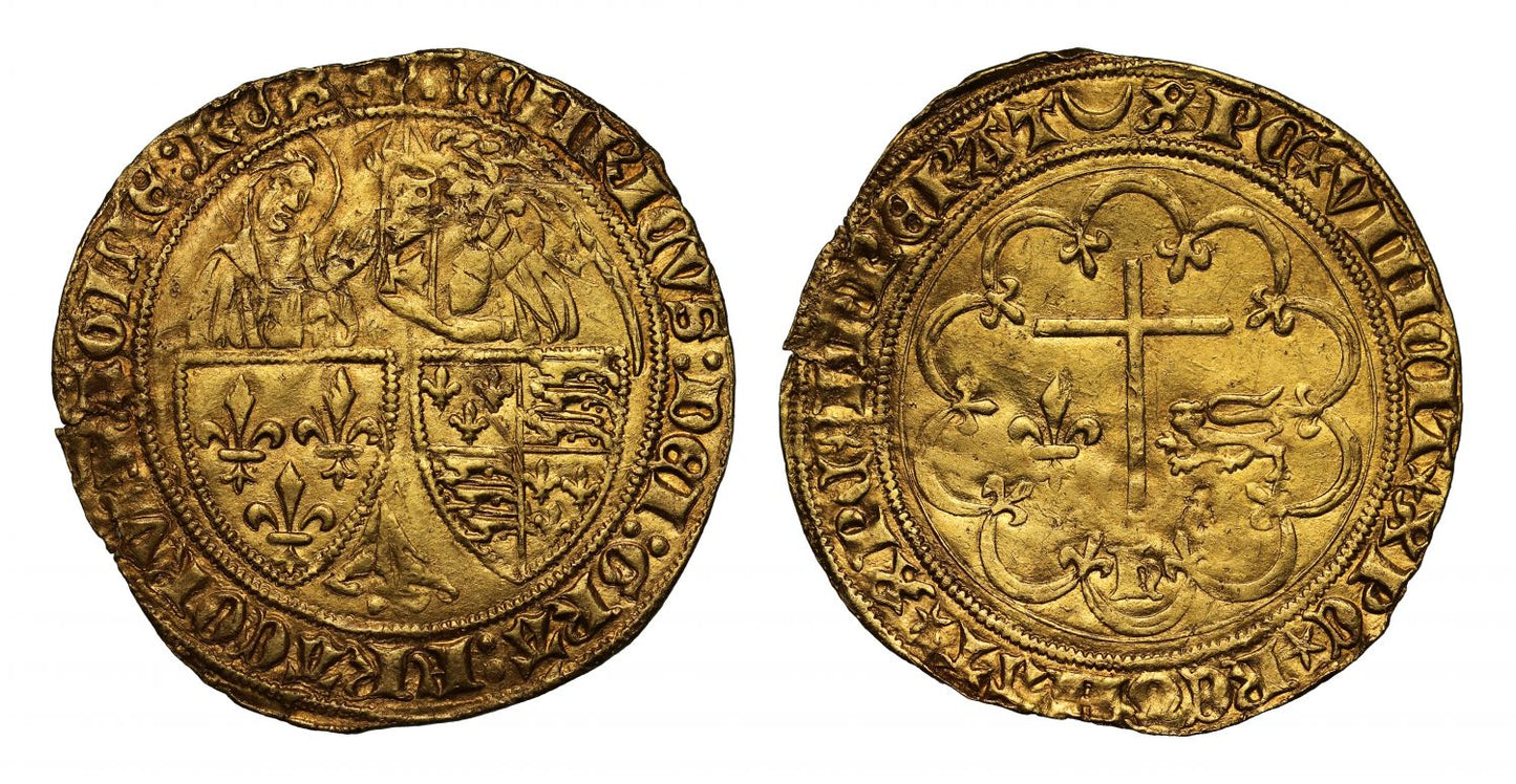 Anglo Gallic, Henry VI Salut d'Or Chalons mint, mintmark crescent