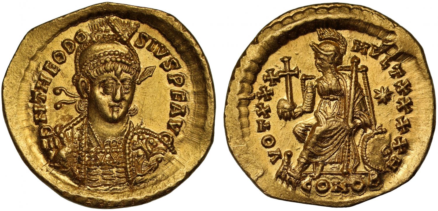 Theodosius II, Gold Solidus, Constantinople