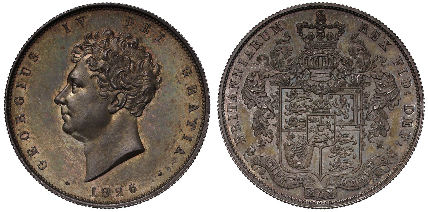 George IV 1826 proof Halfcrown bare head by Wyon PF64+