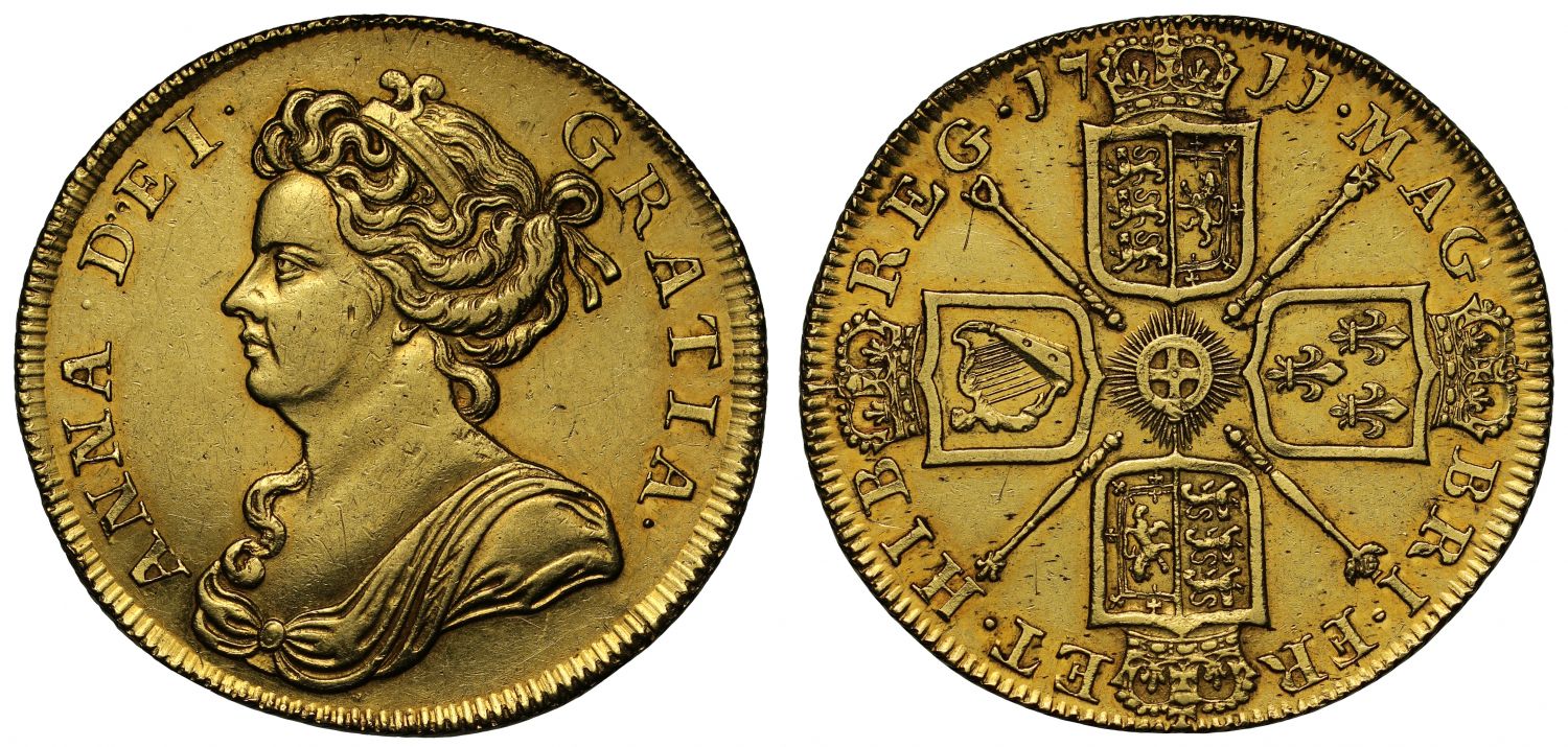 Anne 1711 Two Guineas, second of four dates in this reign for denomination